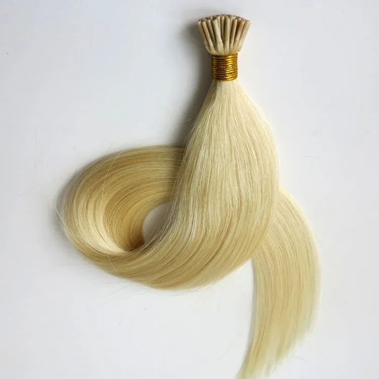 미리 보세 브라질 머리카락 난 인간의 머리카락을 확장 팁 50g 50Strands 18 20 22 24inch # 60 / Platinum Blonde Indian hair products