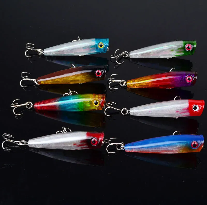 Topwater schwimmender Seebarsch-Kurbelköder Poper Angelhaken Köder 6,5 cm 6,6 g Pesca Minnow PS lackierter Kunststoff-Köderfisch