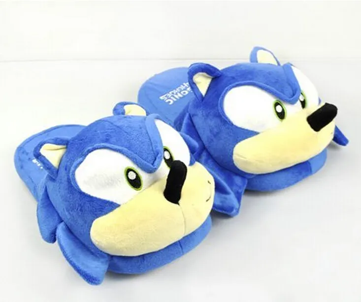 Pantufas Sonic de pelúcia azul Boneca de pelúcia adulto de 11 polegadas Chinelos Sonic de pelúcia