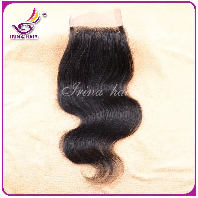 body wave weft hair with 1 top lace closure peruvian unprocessed nice weave bundles ** silk base toupee free /middle /3 part