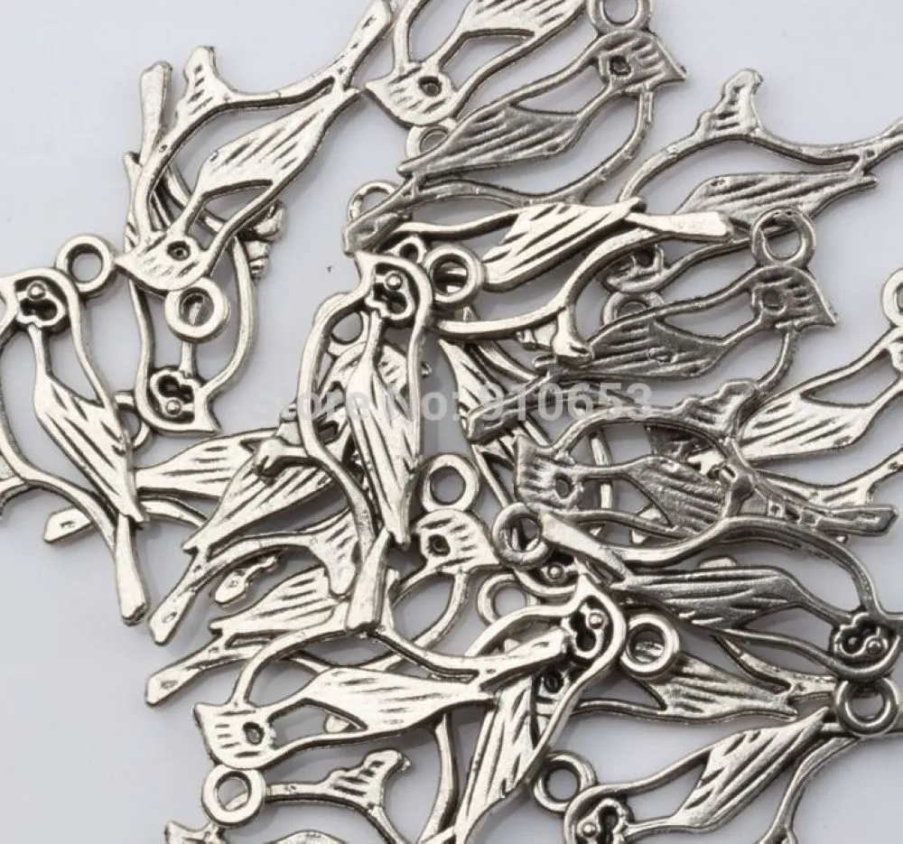 Alloy Hollow Bird Charms Pendants For Jewelry Making, Earrings, Necklace And Bracelet 17x10mm Antique Silver 