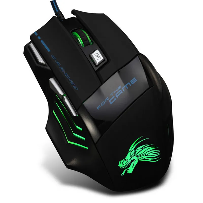 Professional 7 Button LED Optical Wired Gaming Mouse With 5500 DPI For ...