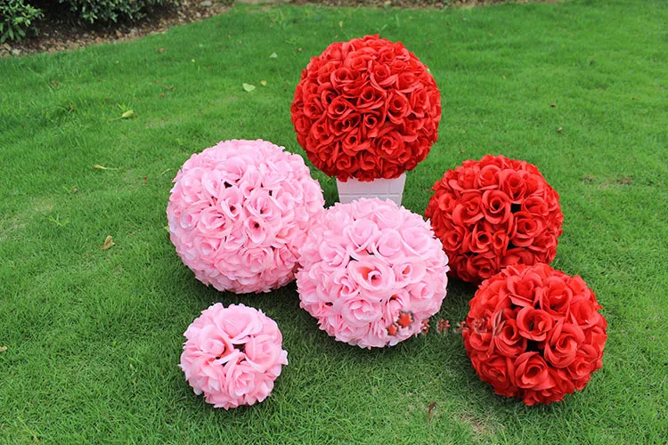 15 cm średnicy Nowy Sztuczny Szyfrowanie Róża Jedwab Kwiat Kissing Kulki Wiszące Ball Boże Narodzenie Ozdoby Wesele Dekoracje Dekoracje
