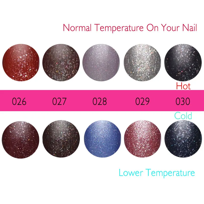 6 pièceshaute qualité tremper le changement de température couleur uv gel vernis à ongles