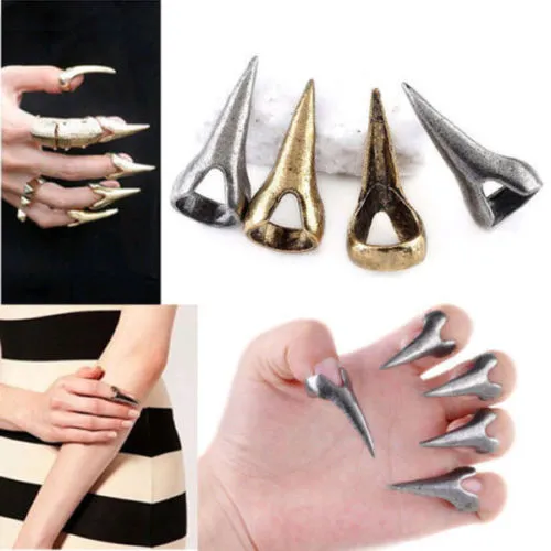 Jewelry Retro Punk Rock Gothic Talon Nail Finger Claw Spike Rings Band Rings Gothic Punk Vintage Claws Nail Rings Midi finger Ring 
