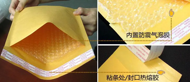 Yellow kraft paper Envelopes Air Mail Air Bags Packing Bubble Cushioning Padded Envelopes Wrap 160mm*140mm 6.29*5.5inch drop shipping