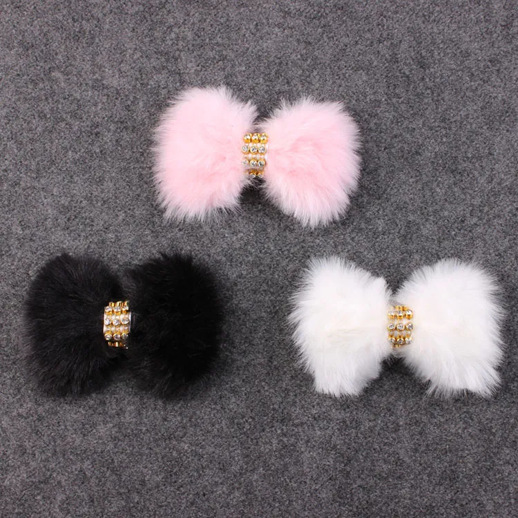 New Baby Rabbit Fur bow Headband for Infant Girl Hair Accessories Elegant FUR bows clip hair band Newborn Photography Prop YM6105