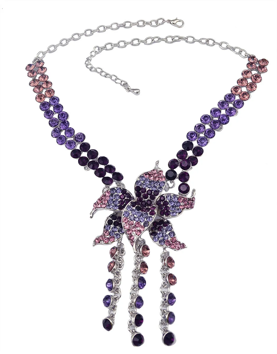 Collana colorato strass Fiore Bella nappa nuovo modo di stile coreano e orecchini set