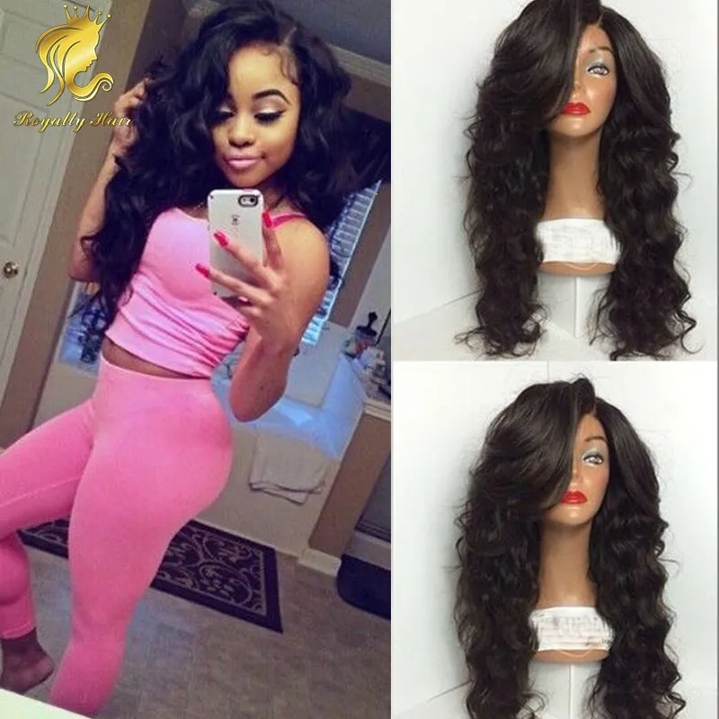 130% hair density side bangs wavy full lace wigs Malaysian Human hair wigs & lace front wig human hair wigs for black women