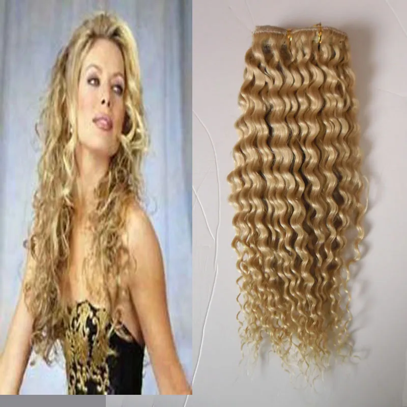 #613 Bleach blonde Afro Perwersyjne Kręcone Włosy Clip In 100g 7 sztuk/partia 4A/4b/4cafrican american clip in doczepy z ludzkich włosów
