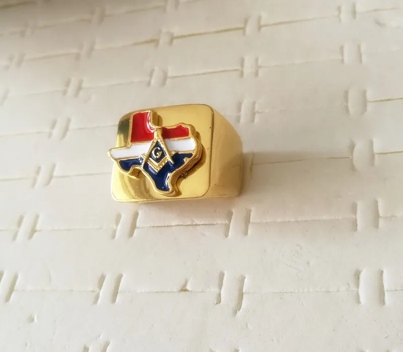 US Symbol USA Texas State Freaoson Masonic Rings 316 Roestvrij staal Gold Us Free Mason Sieraden Unieke nieuwste hoogwaardige kwaliteit voor mannen