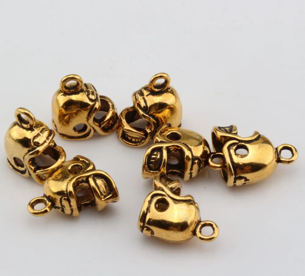 MIC Antique gold 3D Small Football Helmet Charms pendants DIY Jewelry 13 x11mm