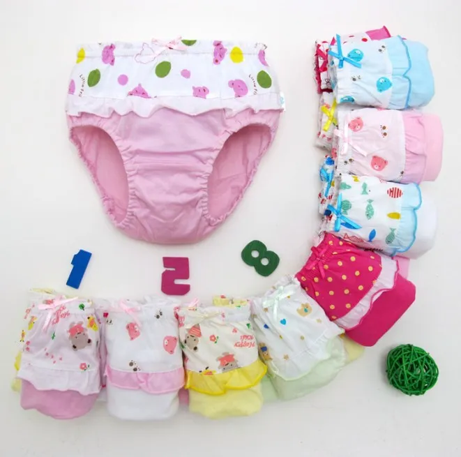 children panties bowknot cartoon kids lacework shorts underwear baby girls Briefs panties brief Kids Cute cotton Underpants