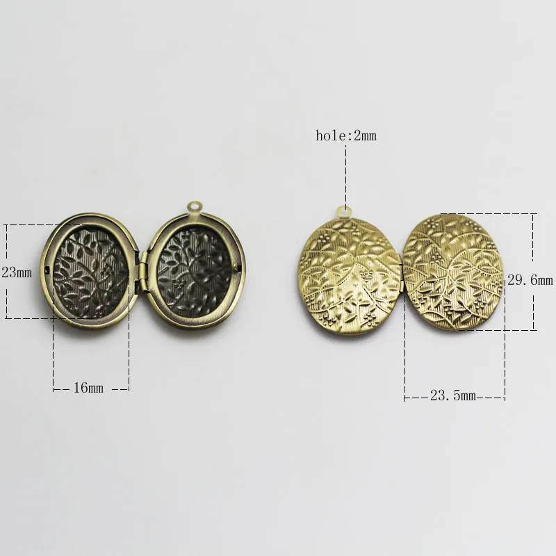 Beadsnice small locket frame pendant oval brass locket charm filigree blank photo locket handmade gift for him ID 3366