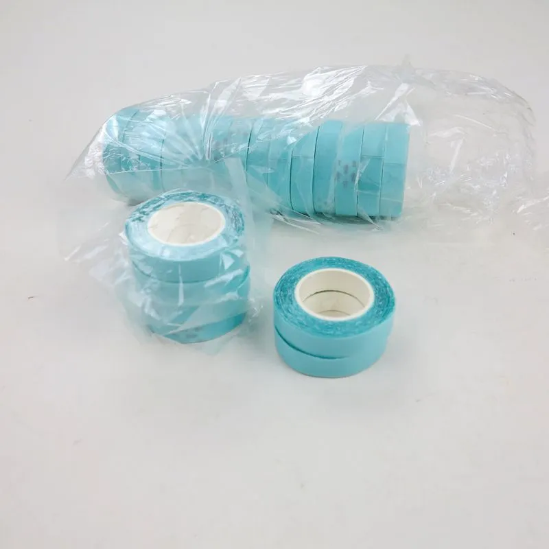 Tape dubbelsidig tejp 1cm * 3m för PU Hud väftband hår hårförlängningsverktyg blå färg
