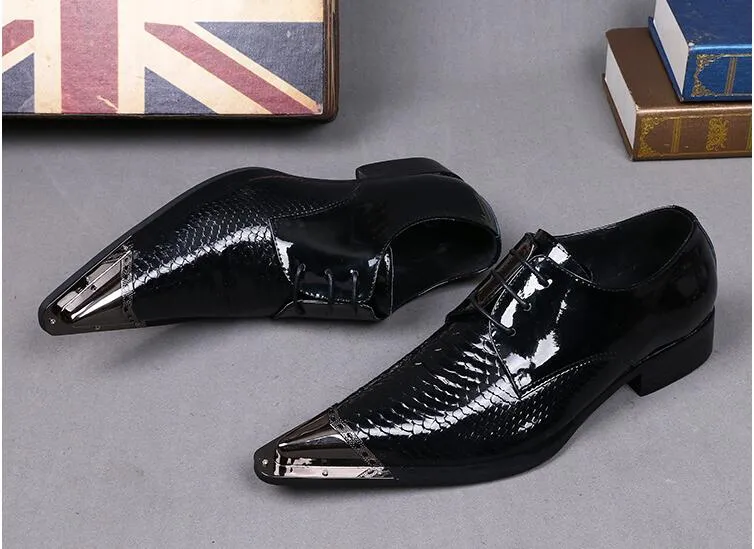 زائد الحجم 38-46 أزياء رجالي أشار تو أحذية الزفاف الإيطالية العلامة التجارية مصمم الثعبان والاحذية جلد طبيعي حزب أوكسفورد