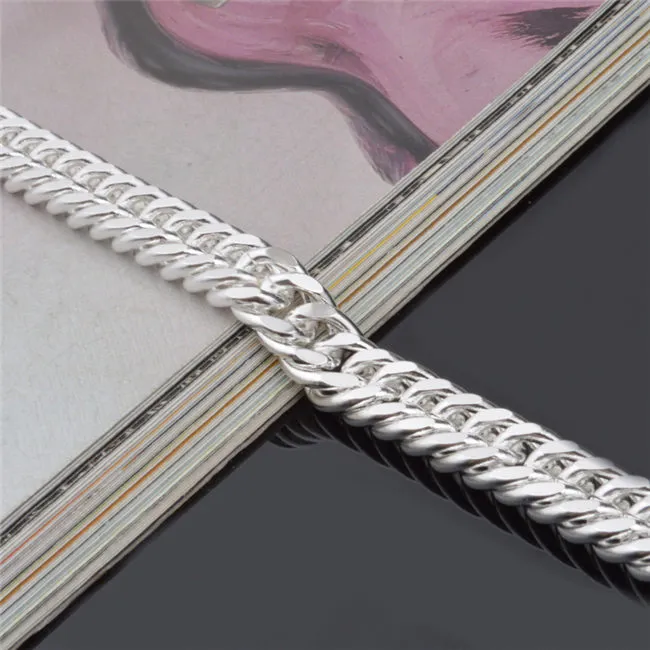 2015 Nuevo Diseño 6 MM 8 MM 10 MM 925 plata esterlina Figaro pulsera de cadena Joyería de los hombres de moda de calidad superior envío gratis