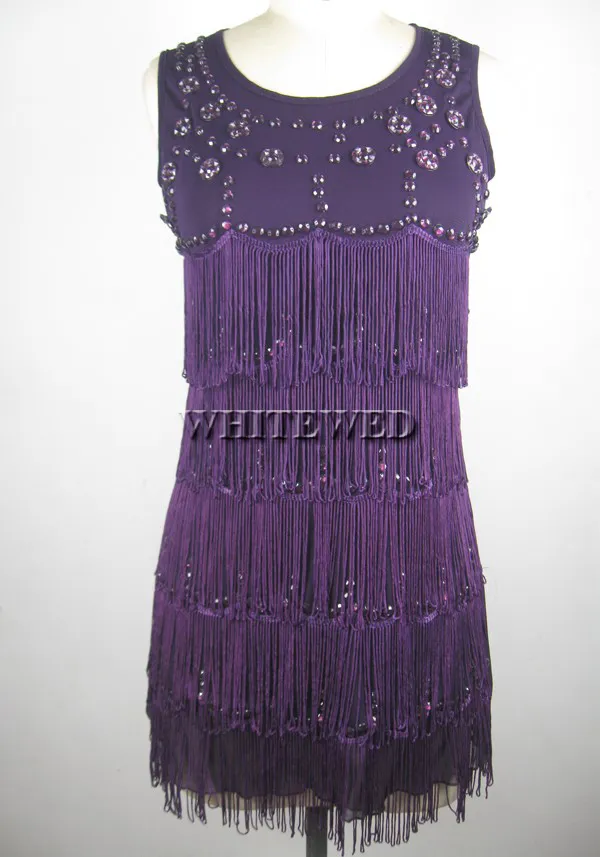 Roaring 20s 1920s Strapless Tassel Fringe Beaded Vintage Gatsby Prom Flapper Style Dress Ropa o disfraces Negro Púrpura Rojo Azul