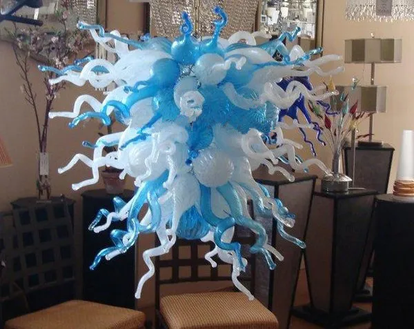 램프 무라노 유리 샹들리에 파란색과 흰색 아트 조명 멋진 독특한 모로코 크리스탈 천장 팬 고품질 램프