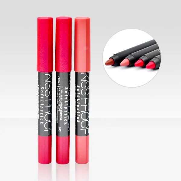 高品質のM.nのキスプルーフ鉛筆防水柔らかい口紅19色DHLフリーリップメイクアップ