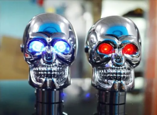 Shift Lever Knob Manual Shifter Gear Universal Skull Head LED light Blue Red