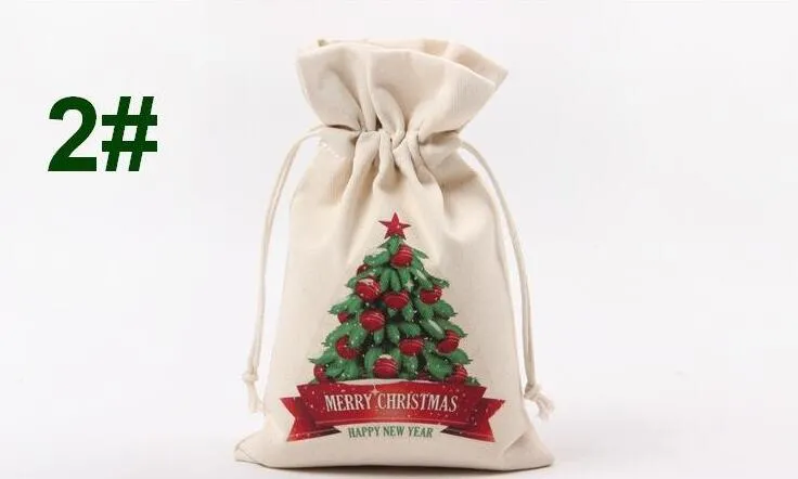 Christmas Canvas Santa Claus Drawstring Bags Xmas Gifts New Hot Santa snowman Christmas decorations candy gift Sack Bags, 9 items to choose