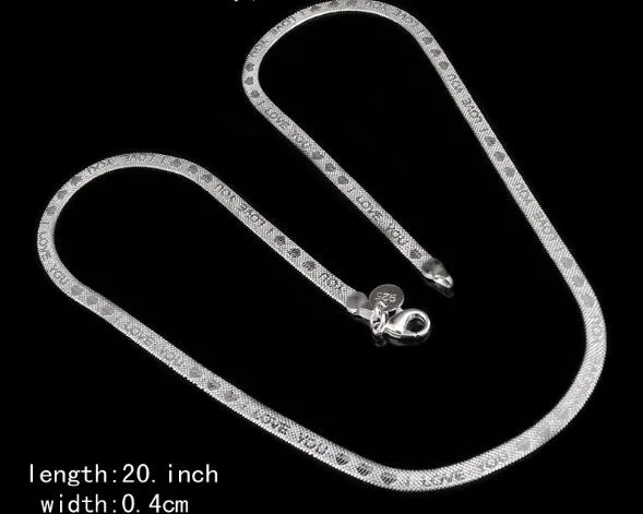 2018 new fashion 20 pz / lotto argento sterling 925 lettera 4 mm ti amo collana catena serpente 20 