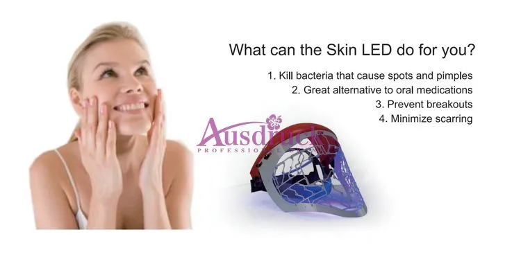 EU TEX FREE LED Photon Facial Mask PDT LED Skin Föryngring Anti Wrinkle Acne Avlägsnande Hudvård Skönhetsmaskin med 3 färgljus