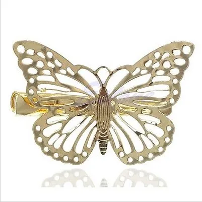 Hair Clippers Kobiety Błyszczące Złoto Butterfly Klips Headband Heatpin Headpiece Beauty Lady Akcesoria Headpiece Hairband Biżuteria