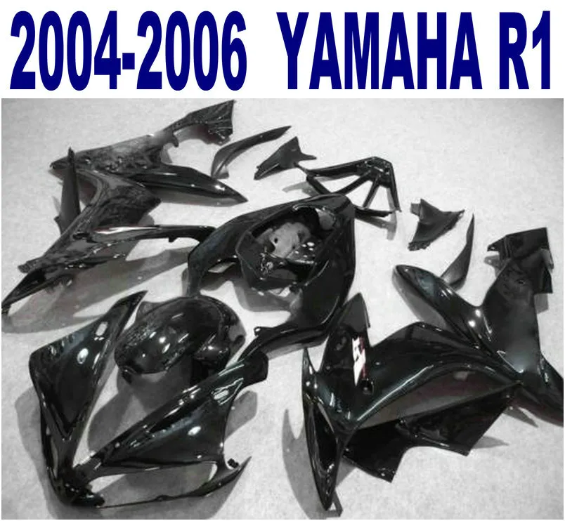 사출 성형 YAMAHA 2004-2006 용 페어링 키트 사용자 정의 YZF R1 모든 광택있는 검은 페어링 세트 yzf-r1 04 05 06 motobike VL57