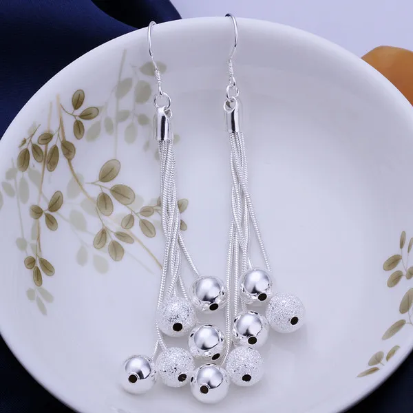 Nuovissimi orecchini in argento sterling placcato a cinque linee sabbia chiara soo DFMSE277, orecchini da donna in argento 925 con lampadario pendente 10 paia molto