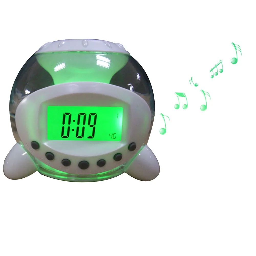 Revitalizing Changing LED Ball Calendar Alarm Clock Music Thermometer Natural Sound Desktop Table Clocks Despertador, dandys