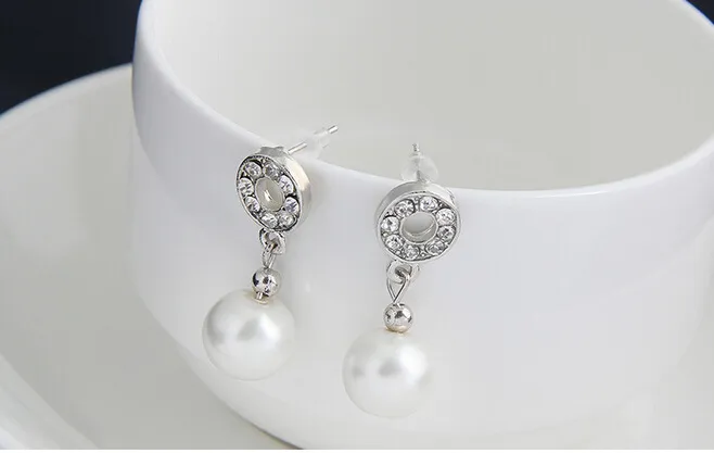 Bridesmaid Jewelry Set for Wedding Crystal Rhinestone Tear Drop-Shaped Fashion Jewelry Pearl Necklace pendants Earring Party Jewelry Sets