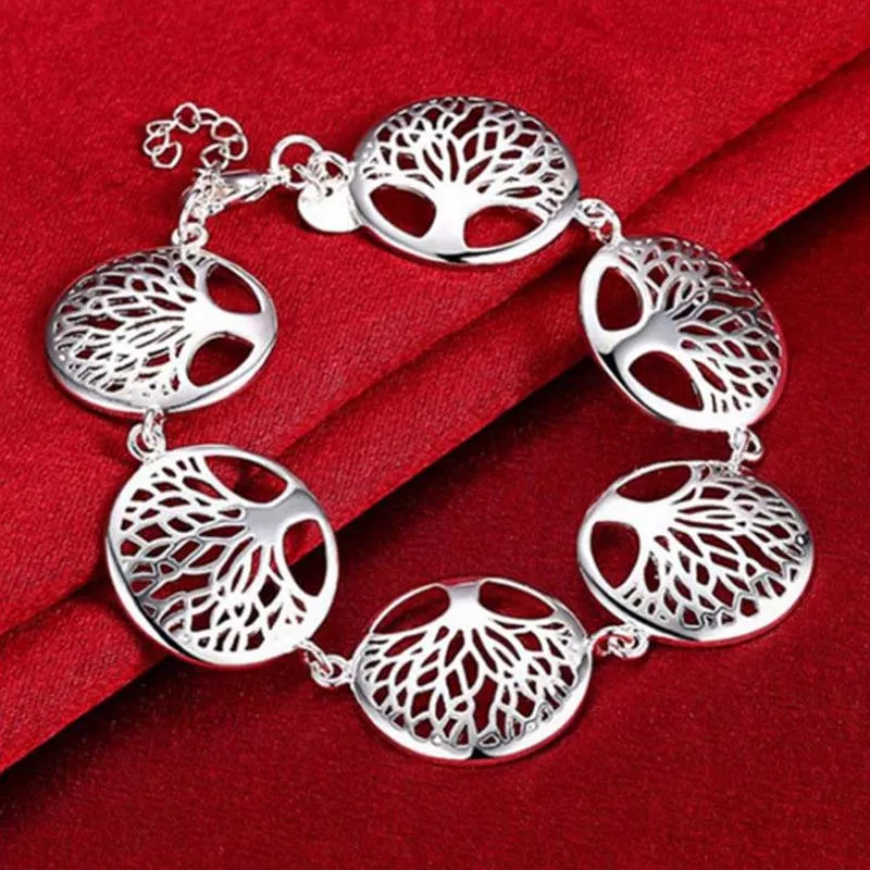 Partihandel 925 Silver Plated Living Tree of Life Pendant Halsband Fit 18inch O Kedja eller Örhängen Armband Ring för Kvinnor Tjej Judicer Set