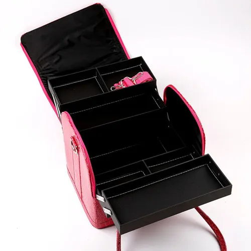 Cosmetic Case Makeup Train Case Bags Women Pink Tote Bag Make Up Organizer Multifunctional