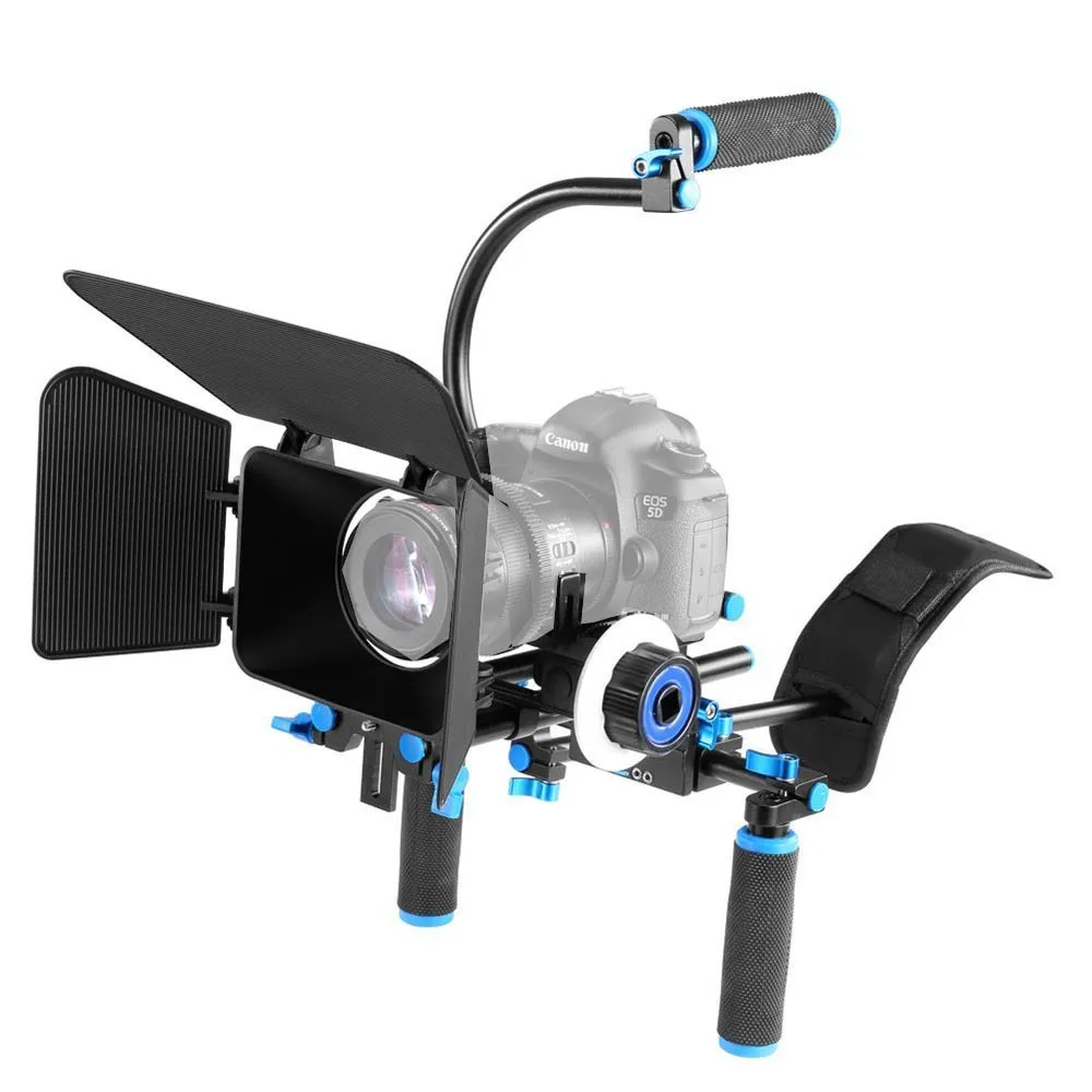 DSLR Rig Kamera Omuz Sabitleyici Film Filmi Destek Kiti Takip Etmek Focus Mat Kutusu Icin Canon Nikon Sony BMCC GH4 Video Kamera Yi TL14 108.69 DHgate