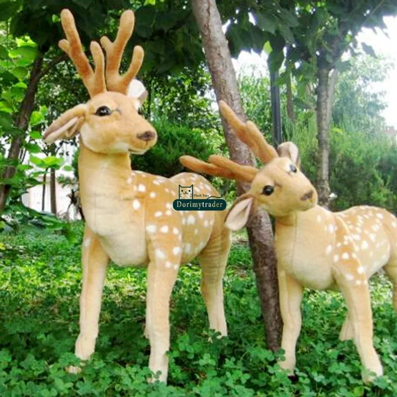 Dorimytrader 90cm x 70cm Stor Emulational Animal Deer Fylld Plush Soft Giant Simulerad Sika Deer Toy Nice Baby Gift Gratis Frakt Dy60970