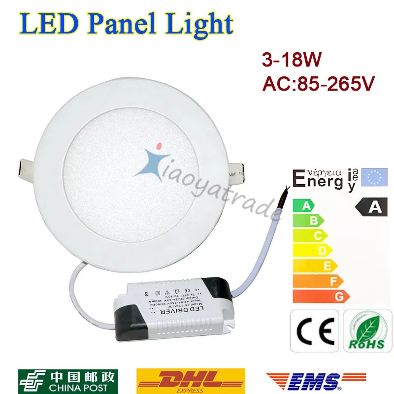 LED-panellampa SMD 2835 3W 6W 9W 12W 15W 18W 110-240V LED tak Inbyggd nedladdning SMD2835 Downlight + Driver