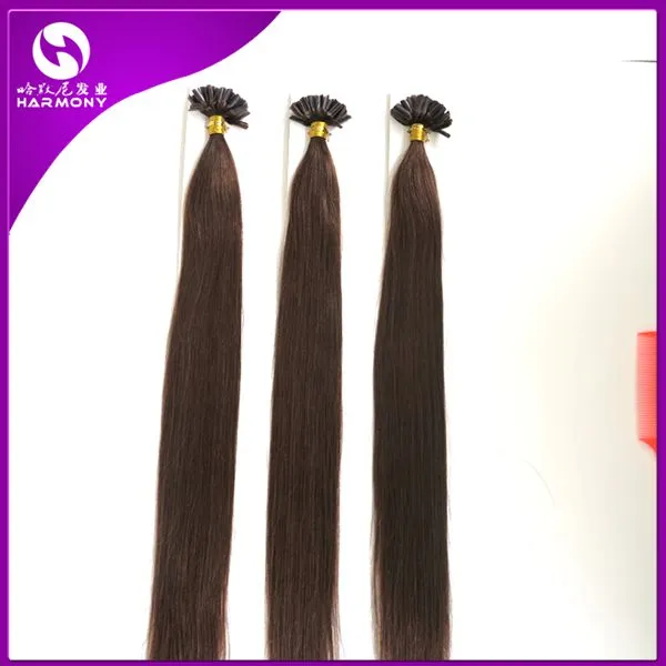 Düz keratin tırnak ucu saç uzantıları u ipucu insan koyu kahverengi doğal saç uzantıları keratin saç uzantıları 3090252