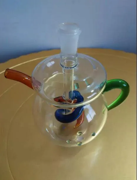 Gratis frakt grossister Ny färg mini tekanna stil glas vattenpipa / glas bong, lätt att bära, presenttillbehör