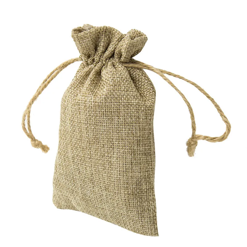 SACS EN JUTE NATURELLE Bonbons Sacs-cadeaux Pochette de faveur de fête de mariage JUTE HESSIAN DRAWSTRING SACK PETIT CADEAU DE FAVEUR DE MARIAGE