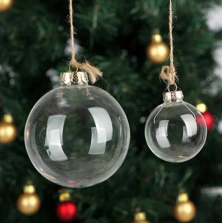 Adornos de boda Adornos navideños Bolas de cristal navideñas Decoración Bolas navideñas de 80 mm Bolas de boda de vidrio transparente Adornos navideños de 3 