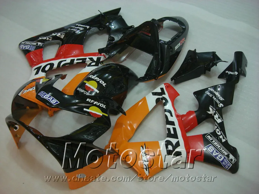 Hoge Kwaliteit Fairing Kit voor HONDA CBR900RR CBR929 2000 2001 Bodykits CBR 929 RR CBR929RR Oranje Black Repsol Falings Set HB11