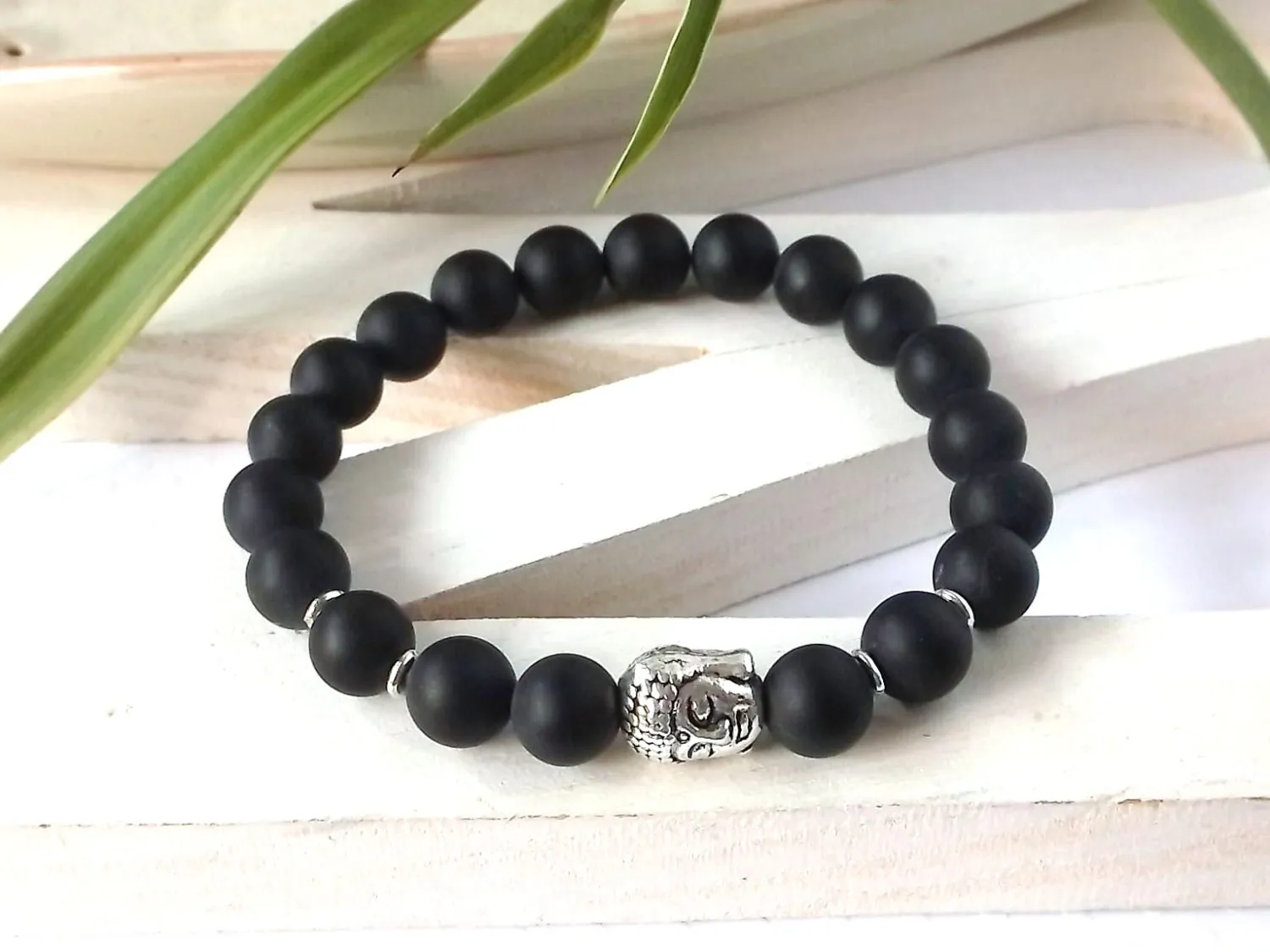 SN0263 Pierre Naturelle Perle Bouddha Bracelets Argent Bouddha Bracelet Yoga Bracelet Spirituel Lava Rock Guérison Homme Bracelet Livraison Gratuite