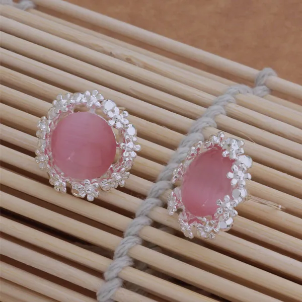 Mode smycken tillverkare 20 datorer mycket blomma med rosa pärlörhängen 925 sterling silver smycken fabrik pris mode glans örhängen