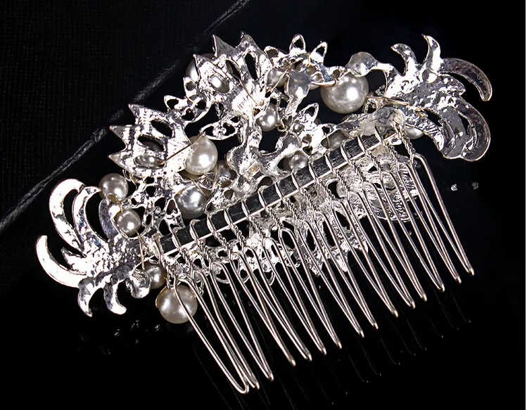 2015 New Arrival Luxuoso Pesado Cristal Cabelo Combs Pérolas Acessórios Para o Cabelo de Casamento Tiaras De Noiva Cabeça Jewel TS00093