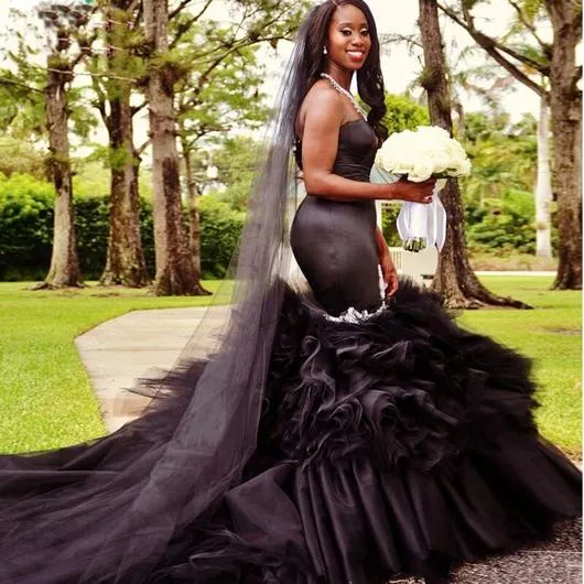 black mermaid wedding dress