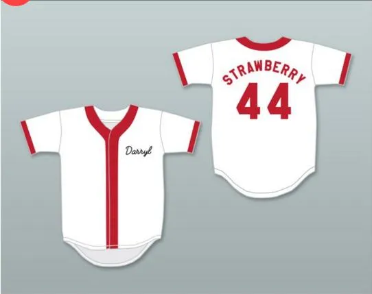 Męska koszulka Darryl Strawberry 44 Springfield Nuclear Power Plant Softball Team Baseball Jersey Wysoka jakość