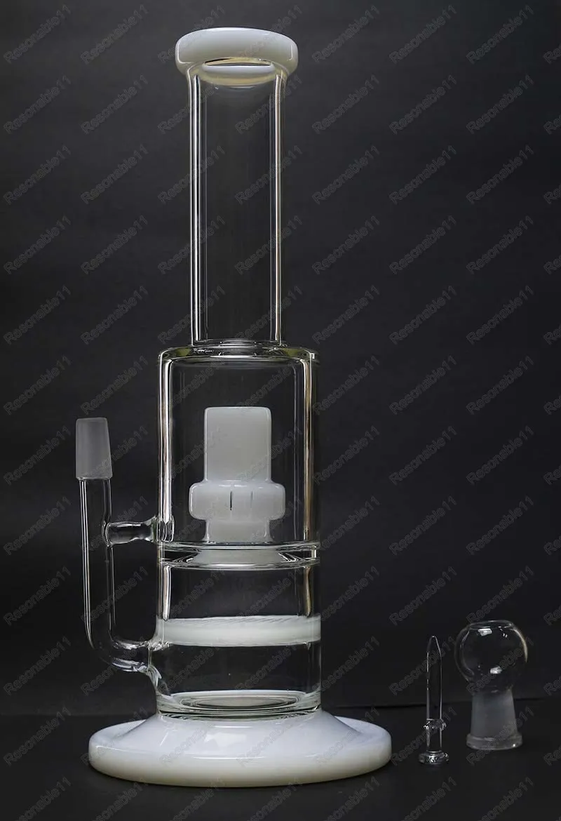 12 pouces Borosilicate Verre Bong Fumer Pipe Dab Plate-Forme Pétrolière Slitted Dome Percolateurs Jolie Fleur D'eau Tuyaux D'eau Jade Narguilés