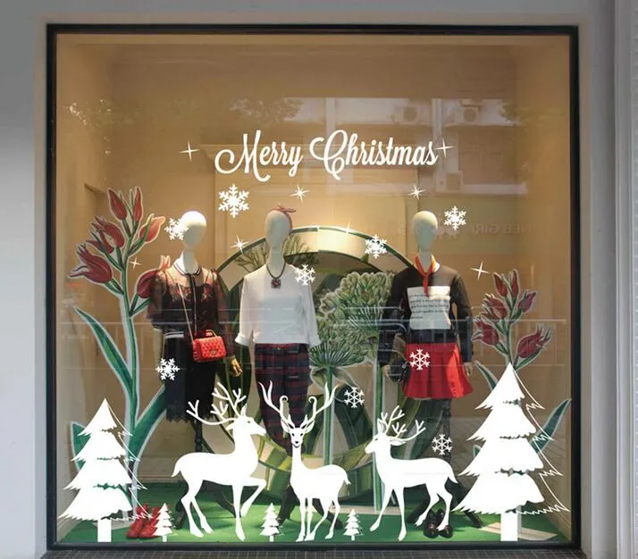 Articoli Natalizi Natale Vetrofanie Display Rimovibile Adesivi Murali Fai Da Te Finestra Decorazione Vetrina Wallpaper Fiocco Di Neve Babbo Natale Adesivo